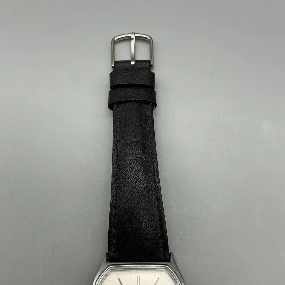 Acqua Womens Watch 28mm Silver Tone Date Octagon Leather Band New Battery
